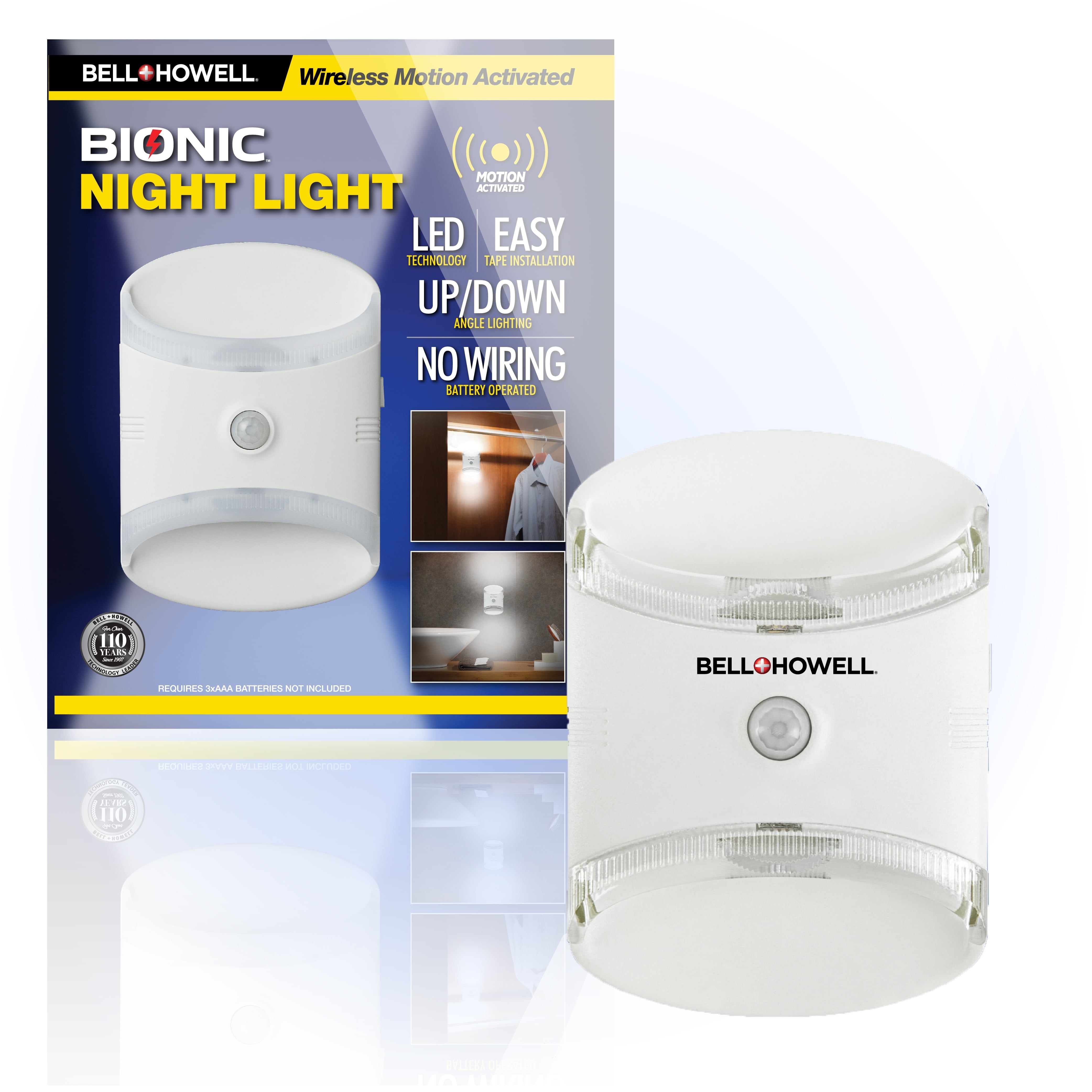 Bell + Howell White Battery-Operated Motion-Activated LED Night Light