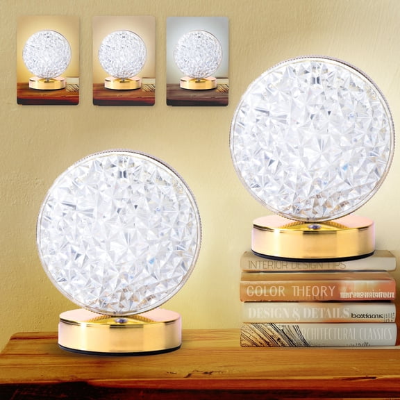 Bell + Howell 2 Pack Lenox Small Table Lamp, Touch Lamps for Bedroom, LED Rechargeable Lamp, Cordless Lamp Great for Gifting, Small Lamps for Bedroom, Lamps for Living Room, Home Décor, Gold