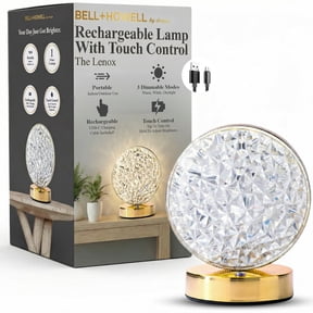 Bell + Howell Lenox Small Table Lamp, Touch Lamps for Bedroom, LED Rechargeable Lamp, Cordless Lamp Great for Gifting, Small Lamps for Bedroom, Lamps for Living Room, Home Décor, Gold