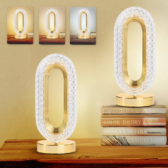 Bell + Howell 2 Pack Madison Small Table Lamp, Touch Lamps for Bedroom, LED Rechargeable Lamp, Cordless Lamp Great for Gifting, Small Lamps for Bedroom, Lamps for Living Room, Home Décor, Gold