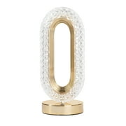 Bell and Howell Madison Table Lamp Small Cordless Touch LED Rechargeable Oval Ring Lamp for Bedside Desk Gold Base