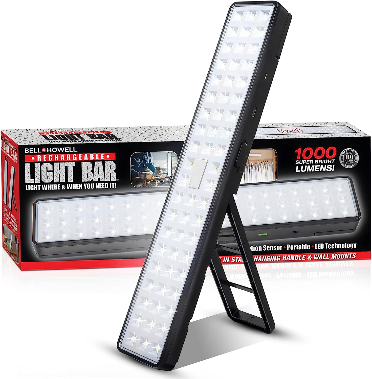 Bell + Howell Rechargeable LED Light Bar Portable Under Cabinet Lights 1000 Lumens Motion Sensor