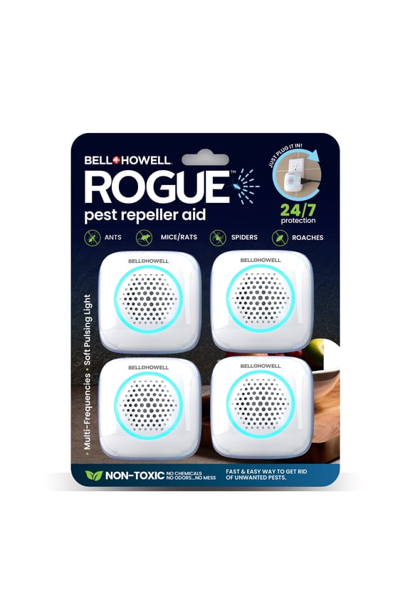 Bell+Howell Ultrasonic Pest Repeller Indoor, Pest Repellent Ultrasonic Plug In, Mouse Repellent Indoor, Rodent Repellent, Pest Repellent Family & Pet Safe, 4 Pack