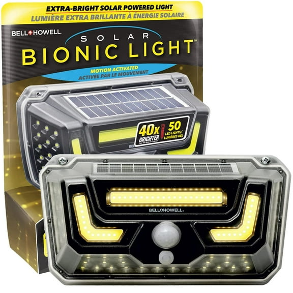 Bell and Howell Solar Bionic Light, Motion Activated Extra Bright Solar Powered LED Light, Weather Resistant - Peel and Stick or Hardware Included