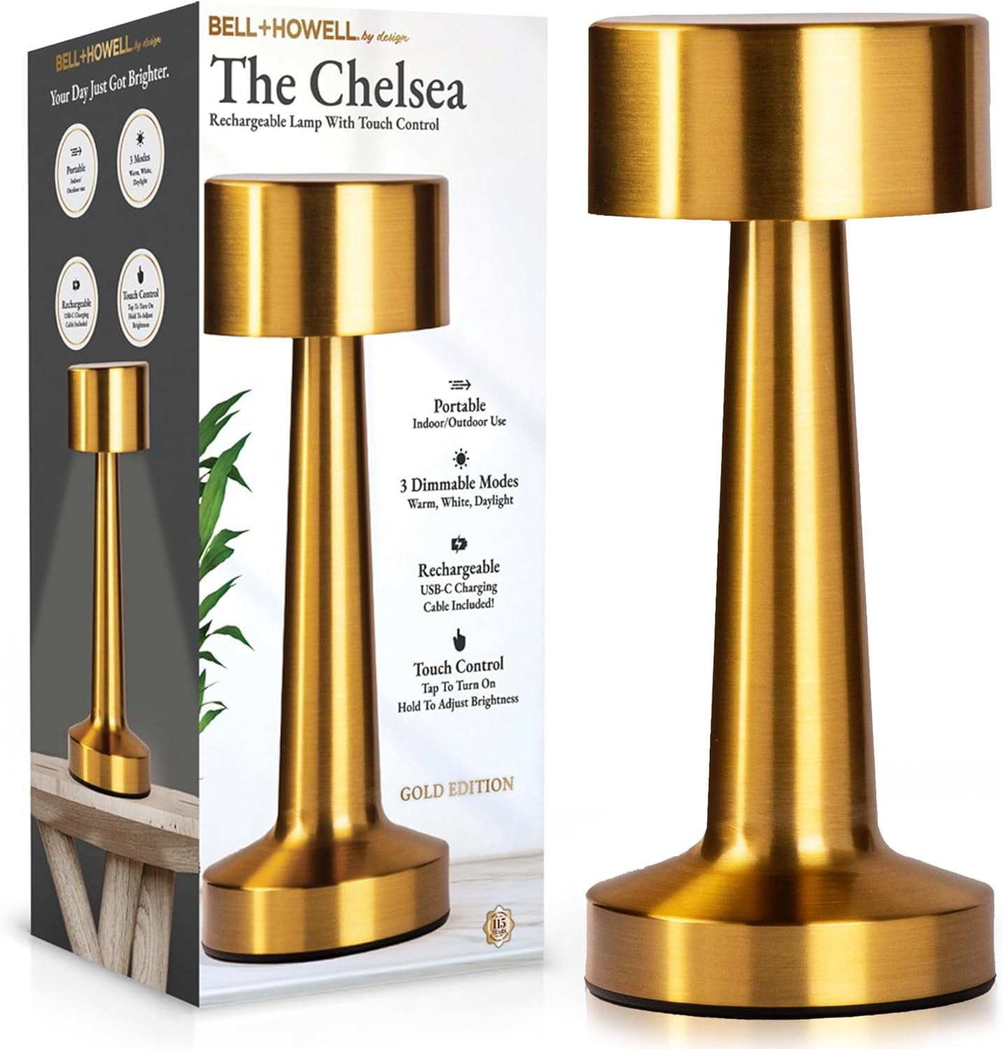 Bell and Howell Table Lamp LED Wireless Lamp Cordless Table Lamps ...