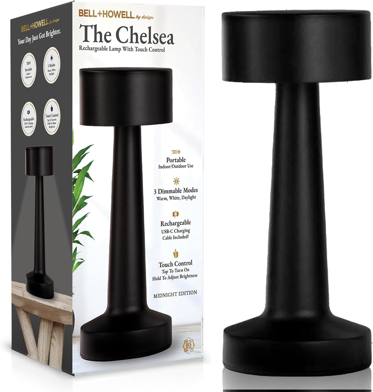 Bell and Howell Table Lamp LED Wireless Lamp Rechargeable Lamp for Desk ...