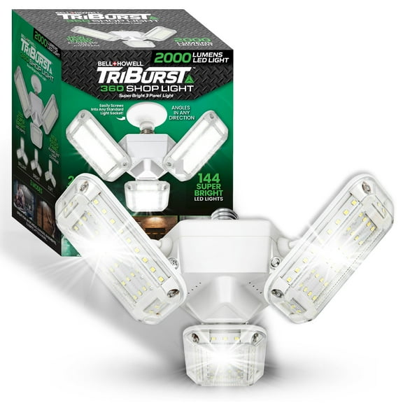 Bell and Howell TriBurst Garage Lights 288 LED Bulb 2000 Lumens Ceiling Socket Deformable Light for Shop Basement Attic