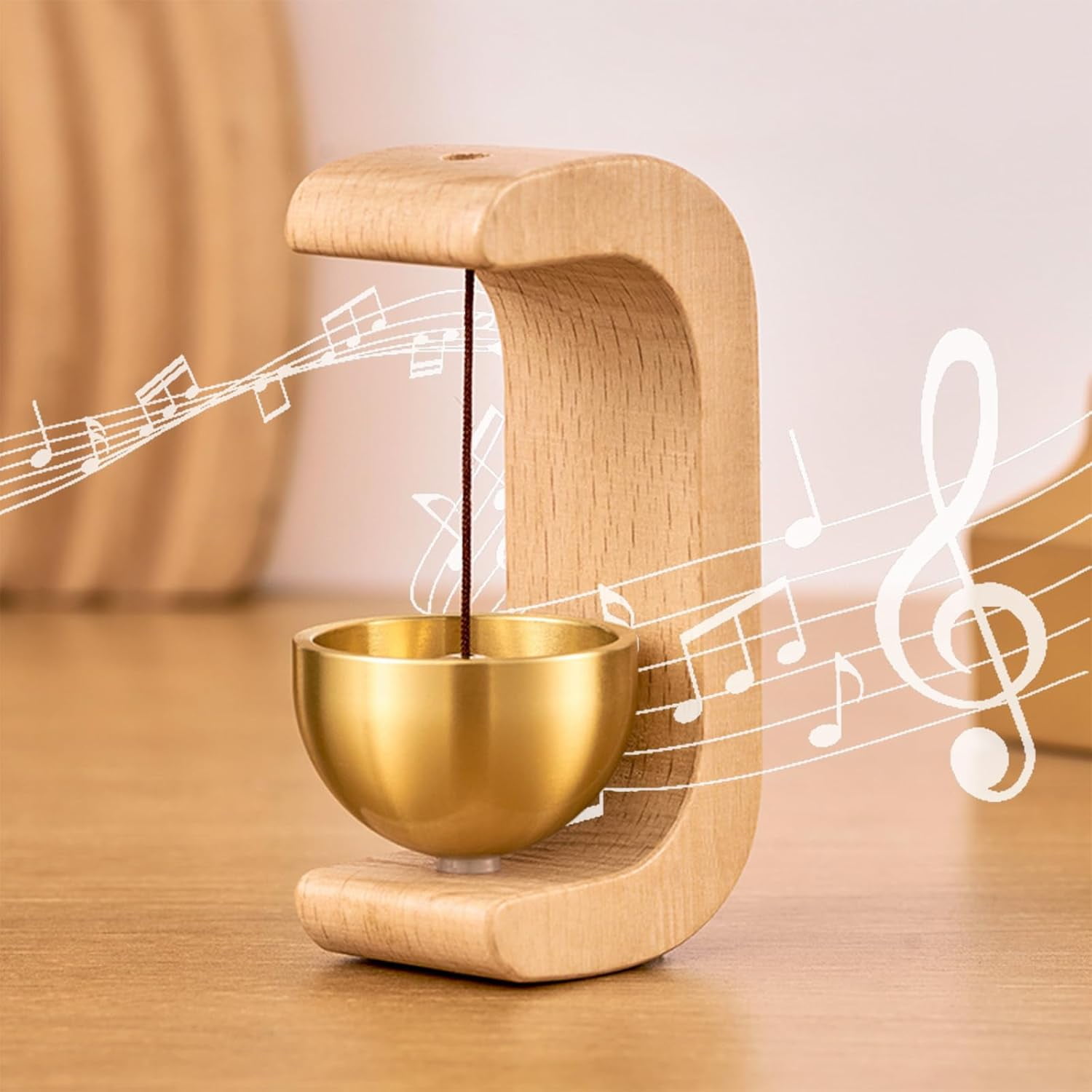 Magnetic Wood Doorbell, C Shaped Magnetic Door Chime, Magnetic Shopkeepers Bell Wood Door Chime For Refrigerator, Room, Porch, Garden, Backyard, Restaurant, Home - View #9