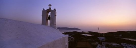 Bell tower on a building Ios Cyclades Islands Greece Canvas Art - Panoramic Images (36 x 13)