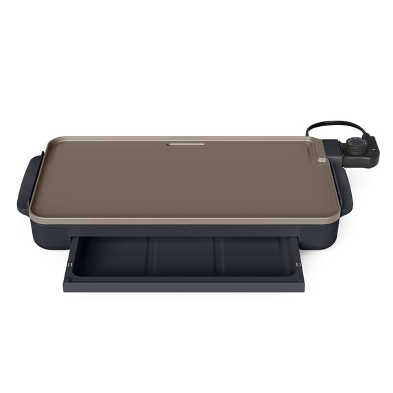 Bella 10" x 18" Nonstick Ceramic Griddle with Warming Tray, Oatmilk