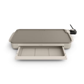 Bella 10" x 18" Nonstick Ceramic Griddle with Warming Tray, Oatmilk