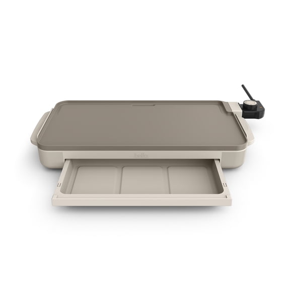 Bella 10" x 18" Nonstick Ceramic Griddle with Warming Tray, Oatmilk