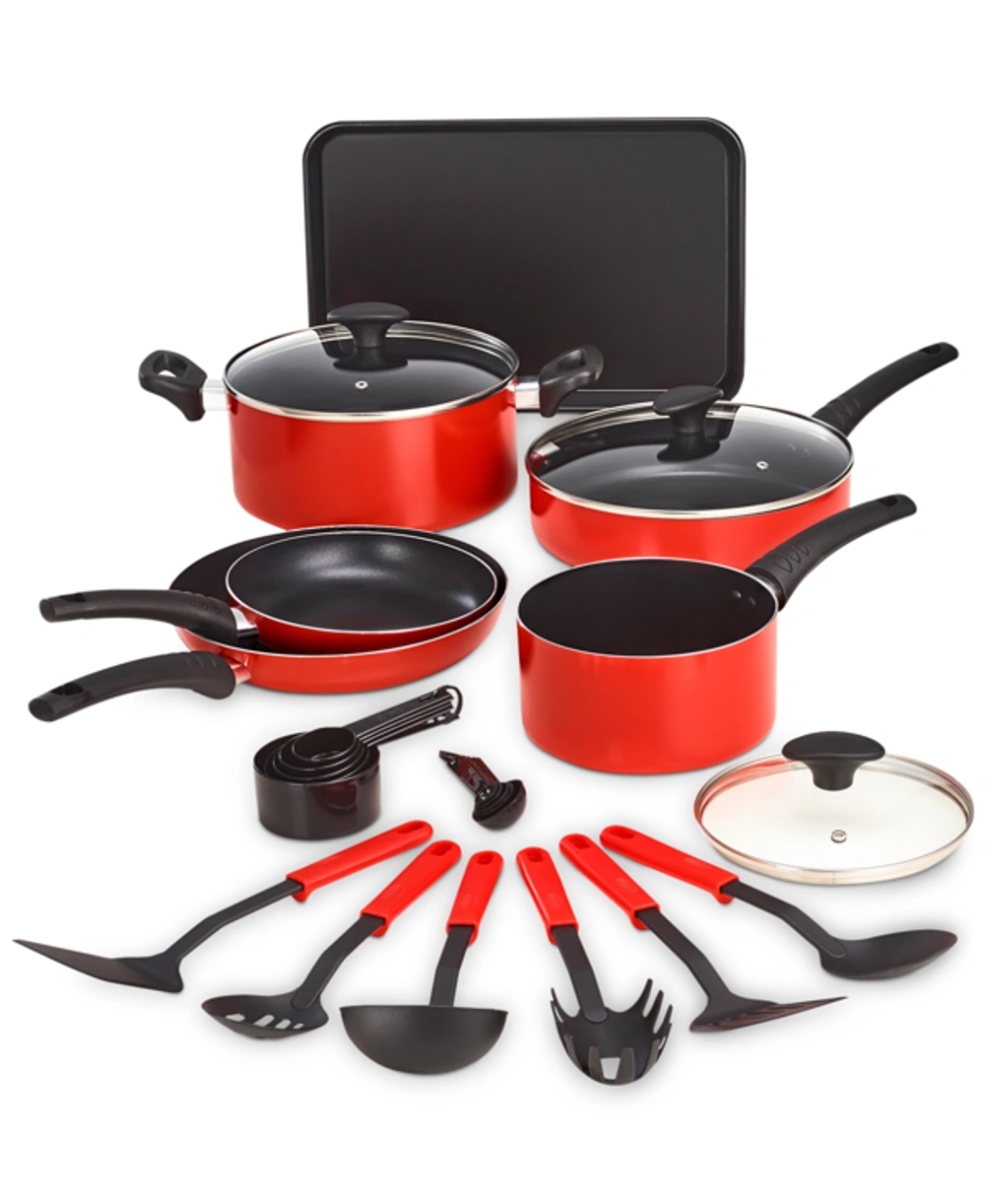 Bella 17-Pc. Cookware Set - Red