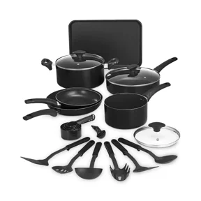 Bella 17-pc. Cookware Set, Black Pot and Pans Set Nonstick