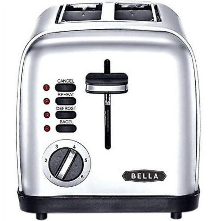 BELLA 4 Slice Toaster, Long Slot & Removable Crumb Tray, 7  Shading Options with Auto Shut Off, Cancel & Reheat Button, Toast Bread &  Bagel, Stainless Steel & White: Home 