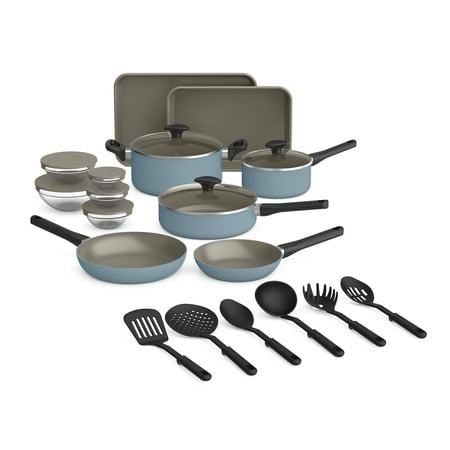 Bella - 21-Piece Ceramic Nonstick Cookware Set - Surf