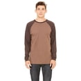 thumbnail image 1 of Bella 3000 Mens Jersey Long Sleeve Baseball Tee - Heather Brown & Brown, Extra Large, 1 of 2