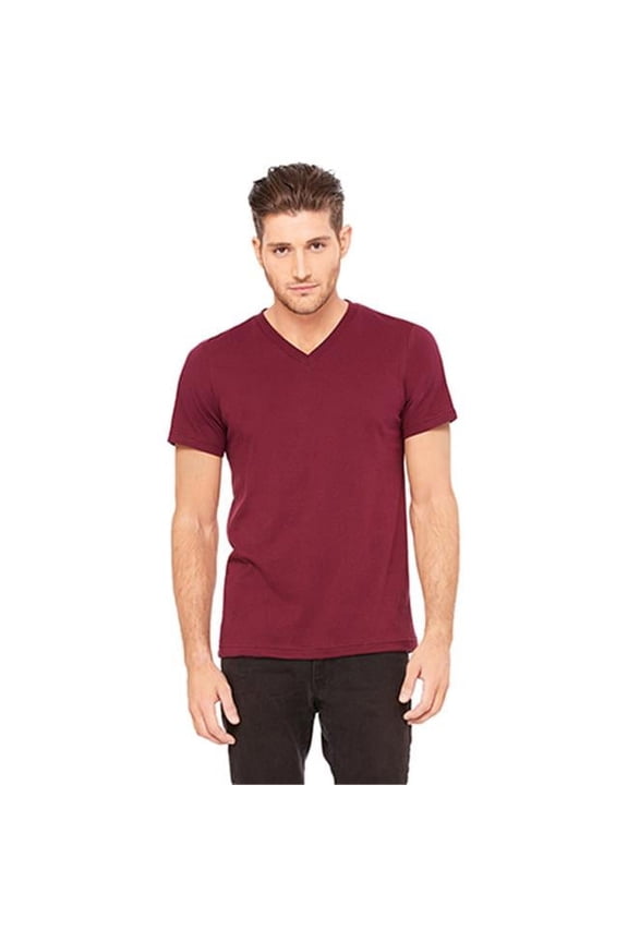 3005 Unisex Jersey Short Sleeve V-Neck Tee - Maroon - Small