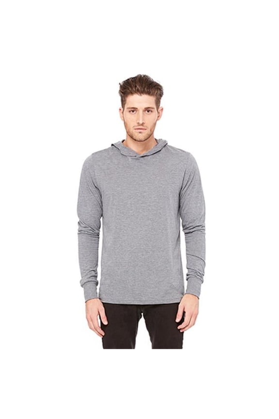 3512 Unisex Jersey Long Sleeve Hoodie - Grey Triblend - Medium