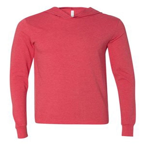 Bella 3512 Unisex Jersey Long Sleeve Hoodie - Heather Red- Extra Large