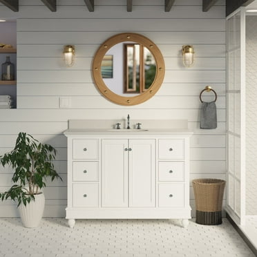 Bella 48" Bathroom Vanity with White Cabinet and Quartz Top