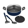 thumbnail image 1 of Bella 5 Piece Pan Set Nonstick Cookware for Everyday Cooking Pan with Lid, Navy Blue, 1 of 3