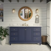 Bella 60" Single Bathroom Vanity with Royal Blue Cabinet and Carrara Marble Top