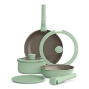 Bella 8 Piece Piece Ceramic Nonstick Cookware Set with Removable Handles, Seaglass