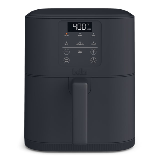 bella AIRFRY 6 Qt Slim Digital Air Fryer with EverGood Ceramic Nonstick Coating, 6 Preset Cooking Options, Slate