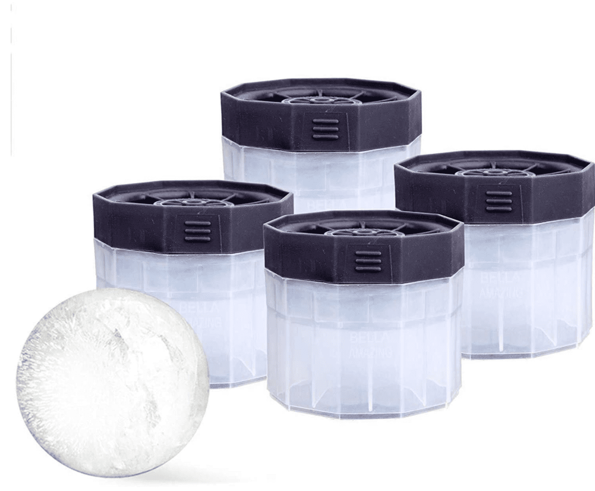 LORSIA Ice Ball Molds, Set of 4, Slow-Melting Stackable Ice Cube Maker, 2.5  Inch big Ice Spheres for Whiskey Cocktails Juice Beverages Bourbon