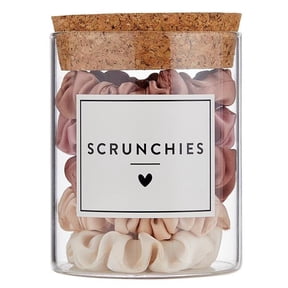 Bella Apparel N2669 5 Piece Satin Scrunchies Jar, Blush Ombre - Large