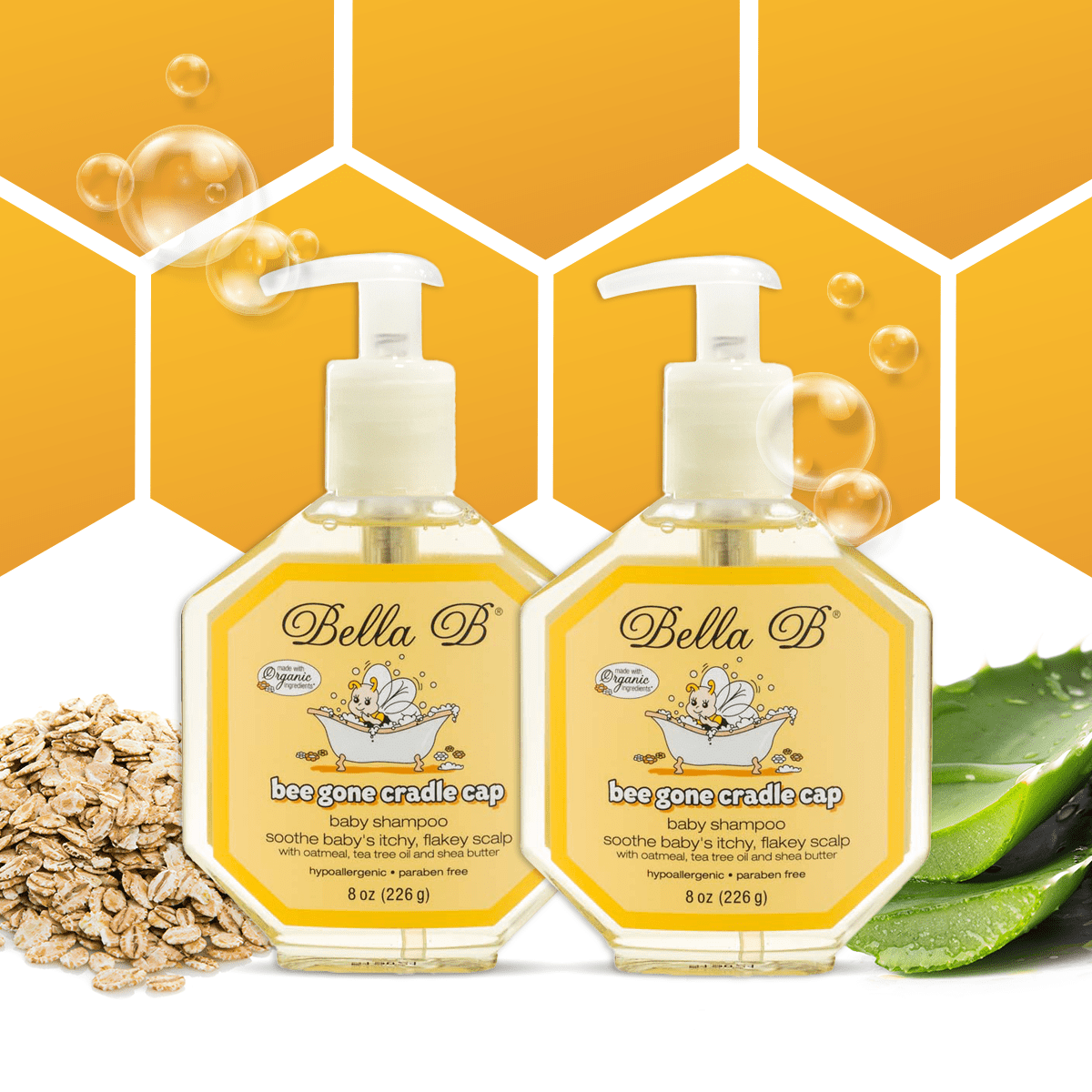 Bella B Bee Gone Cradle Cap Baby Shampoo 2 Pack Treatment for Cradle Cap and Dry Scalp