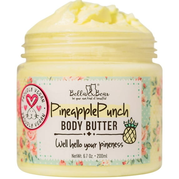 Bella & Bear Pineapple Body Butter, Hydrating Formula - Vegan 6.7 oz