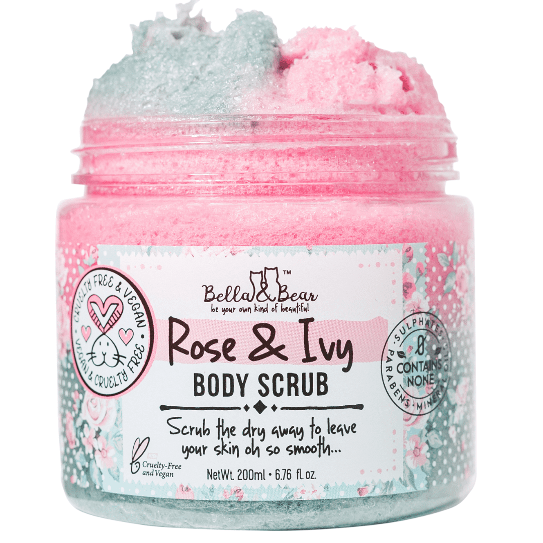 Bella & Bear Rose & Ivy Body Scrub for Women Cruelty-Free, Vegan-Friendly, Exfoliating, 6.7oz