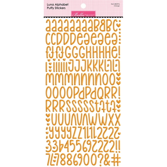 Bella Besties Luna Alphabet Puffy Stickers-Orange