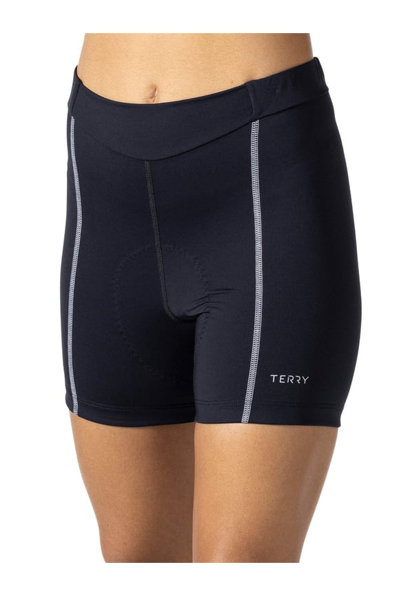 Terry Bike Shorts Women Padded, Bella Cycling Short Shorts 5 Inch Black Cycling Shorts For Women With Padding Silicone Leg