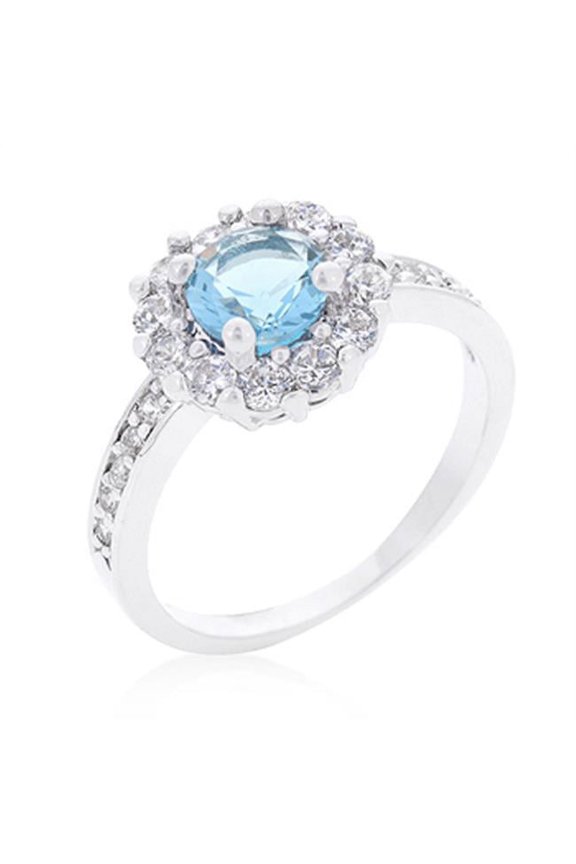 Bella Birthstone Engagement Ring In Blue, Size 05