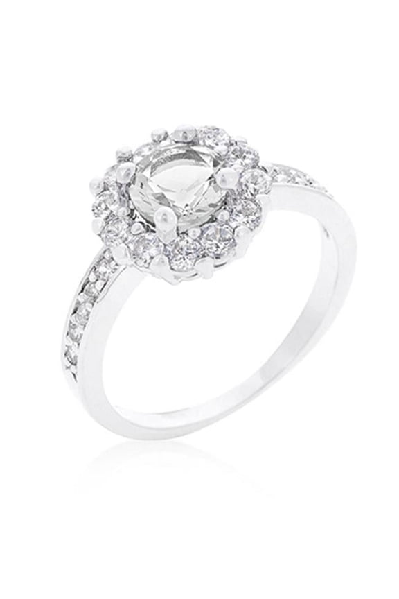 Bella Birthstone Engagement Ring In Clear, Size 08