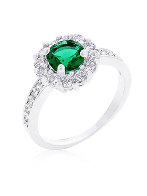 Bella Birthstone Engagement Ring In Green, Size 06