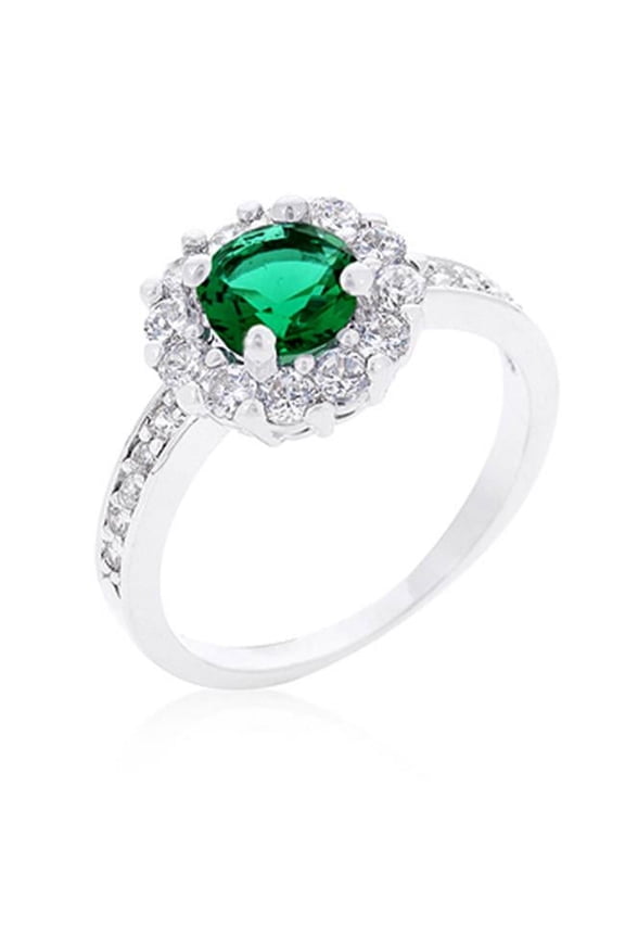 Bella Birthstone Engagement Ring In Green, Size 08
