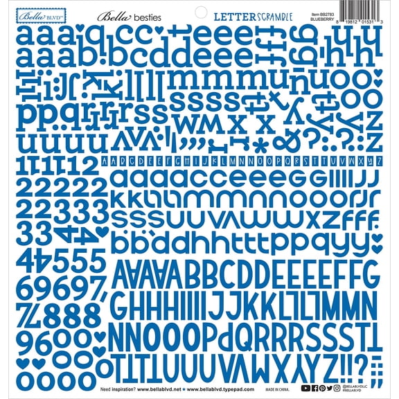 Bella Blvd Bella Besties Letter Scramble Alpha Stickers-Blueberry