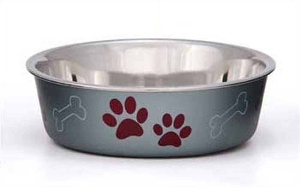 Small Blueberry Stainless Steel Pet Bowl with Rubber Base