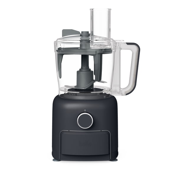 Bella CHOP 10-Cup Food Processor, 800-Peak Watt Electric Food Processor with 6-Blade System, Bowl Scraper, Extra-Wide Feed Tube & Built-In Storage, Slate