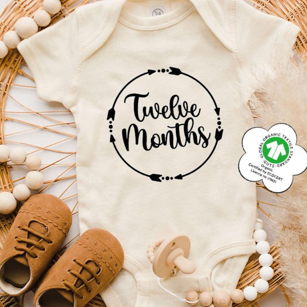 Bella Canvas with 12 Months Baby Clothes, Milestone, Monthly Birthday ...