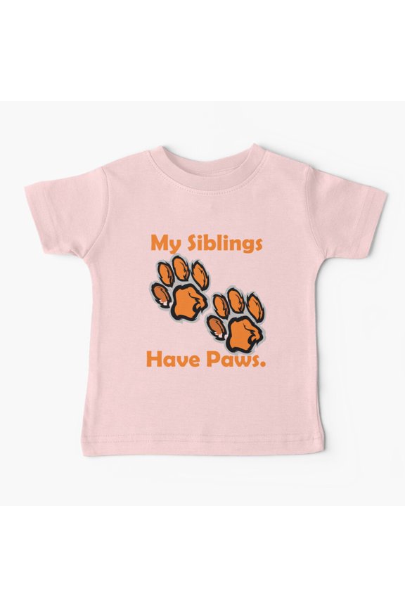 Bella Canvas 14 My Siblings Have Paws , Pet Pregnancy and Birth Announcement Baby T-Shirt