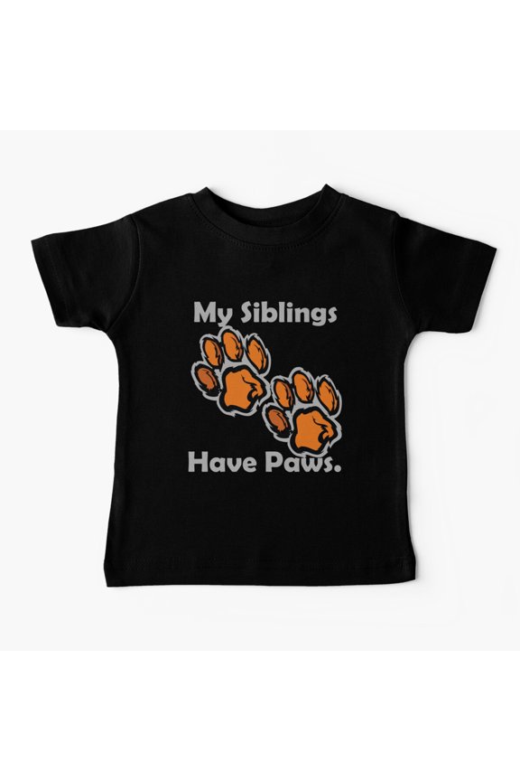 Bella Canvas 15 My Siblings Have Paws , Pet Pregnancy and Birth Announcement Baby T-Shirt