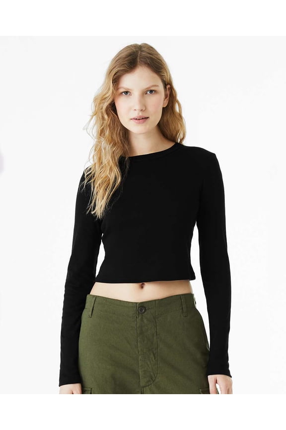 BELLA + CANVAS Women�'s Micro Rib Long Sleeve Baby Tee