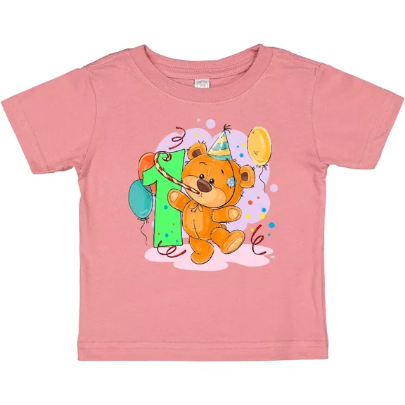 Bella Canvas 1st Birthday Teddy Bear Baby Toddler Shirt First Cute Infant Tees Shower Toddler Shirt