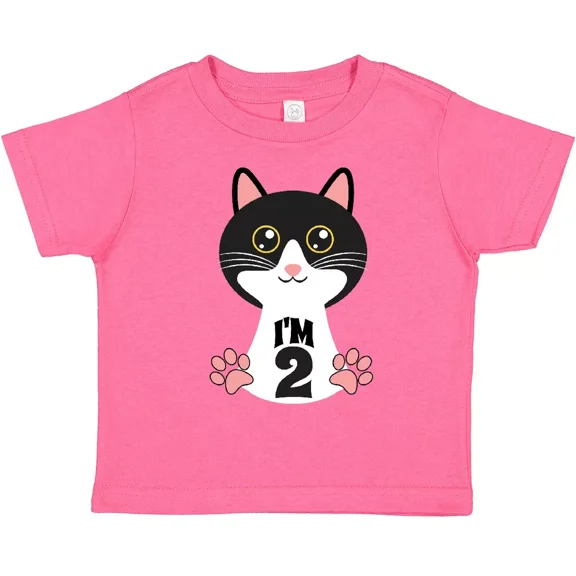 Bella Canvas 2nd Birthday Cat 2 Year Old Girl Toddler Shirt Girls Party Cute Kid Toddler Shirt