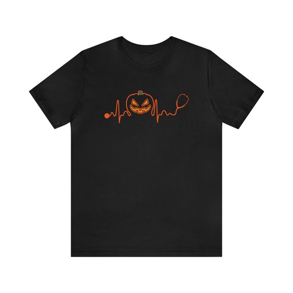 Bella Canvas 3001 Halloween Pumpkin Heartbeat Shirt, Halloween Lover Shirt